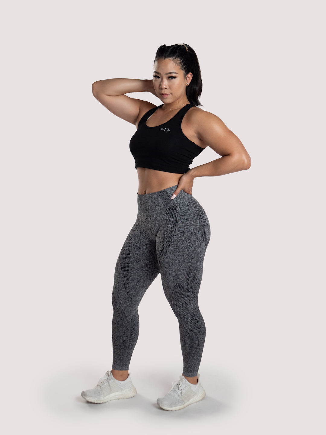 Charcoal Seamless Detailed Leggings, Active